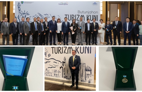 FARKHAD RASULEV WAS AWARDED THE TOURISM FIDOISI BADGE